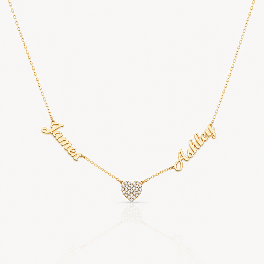 Couple Heart Name Necklace